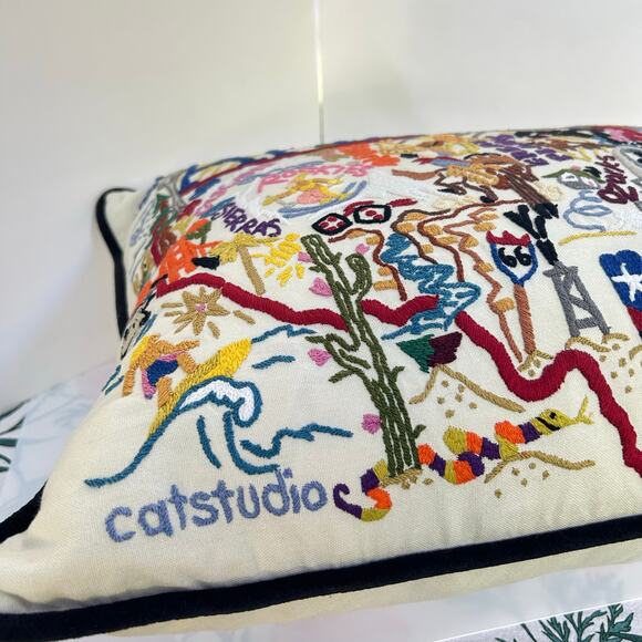 Catstudio AMERICA Embroidered Pillow 18x24 Handmade Colorful USA Decor - Picture 10 of 10
